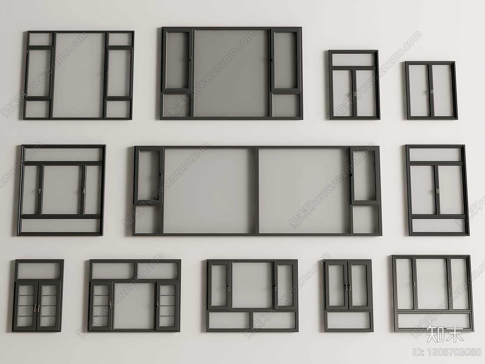 现代落地窗SU模型下载【ID:1208703080】