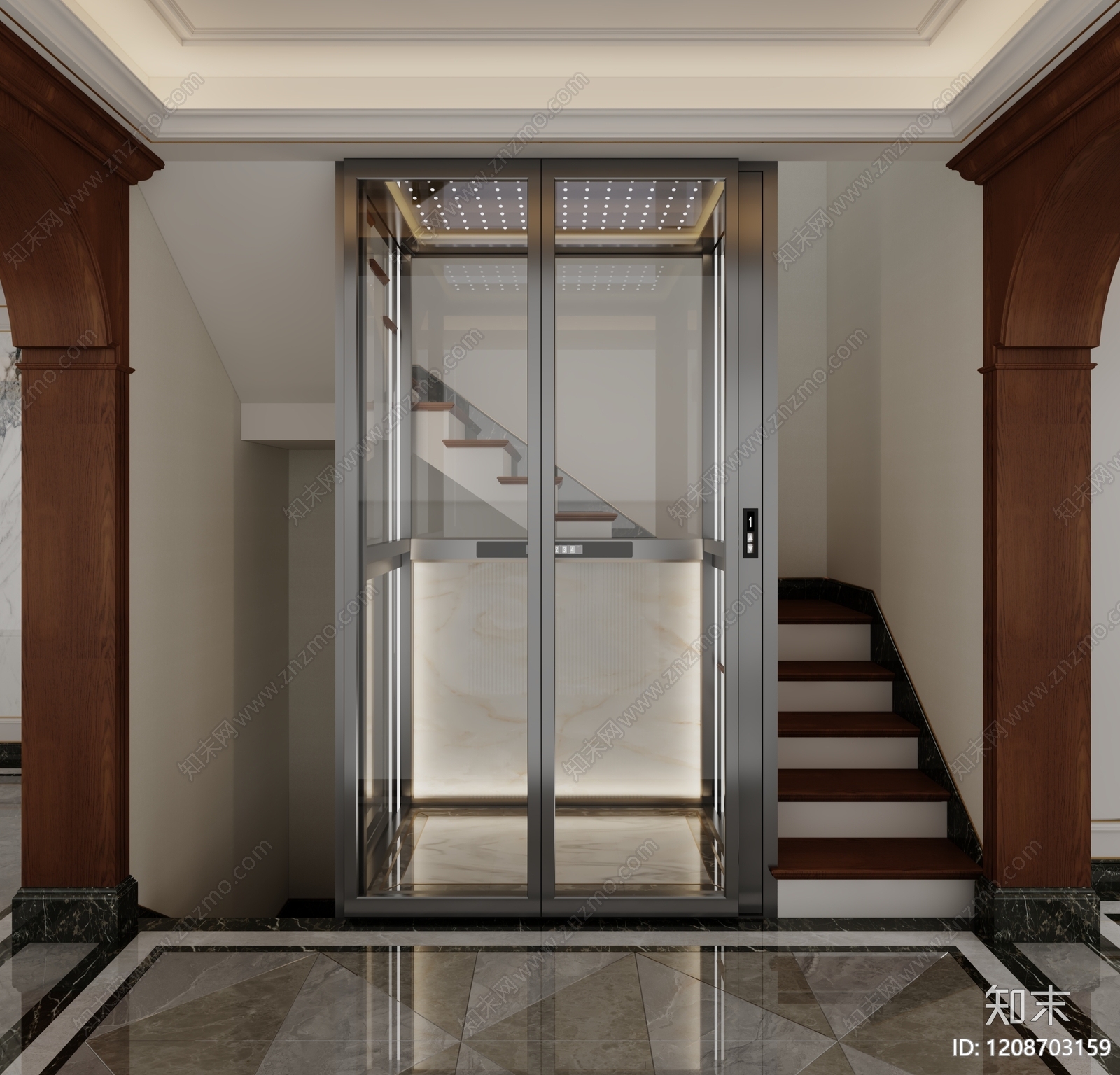 新古典楼梯间3D模型下载【ID:1208703159】