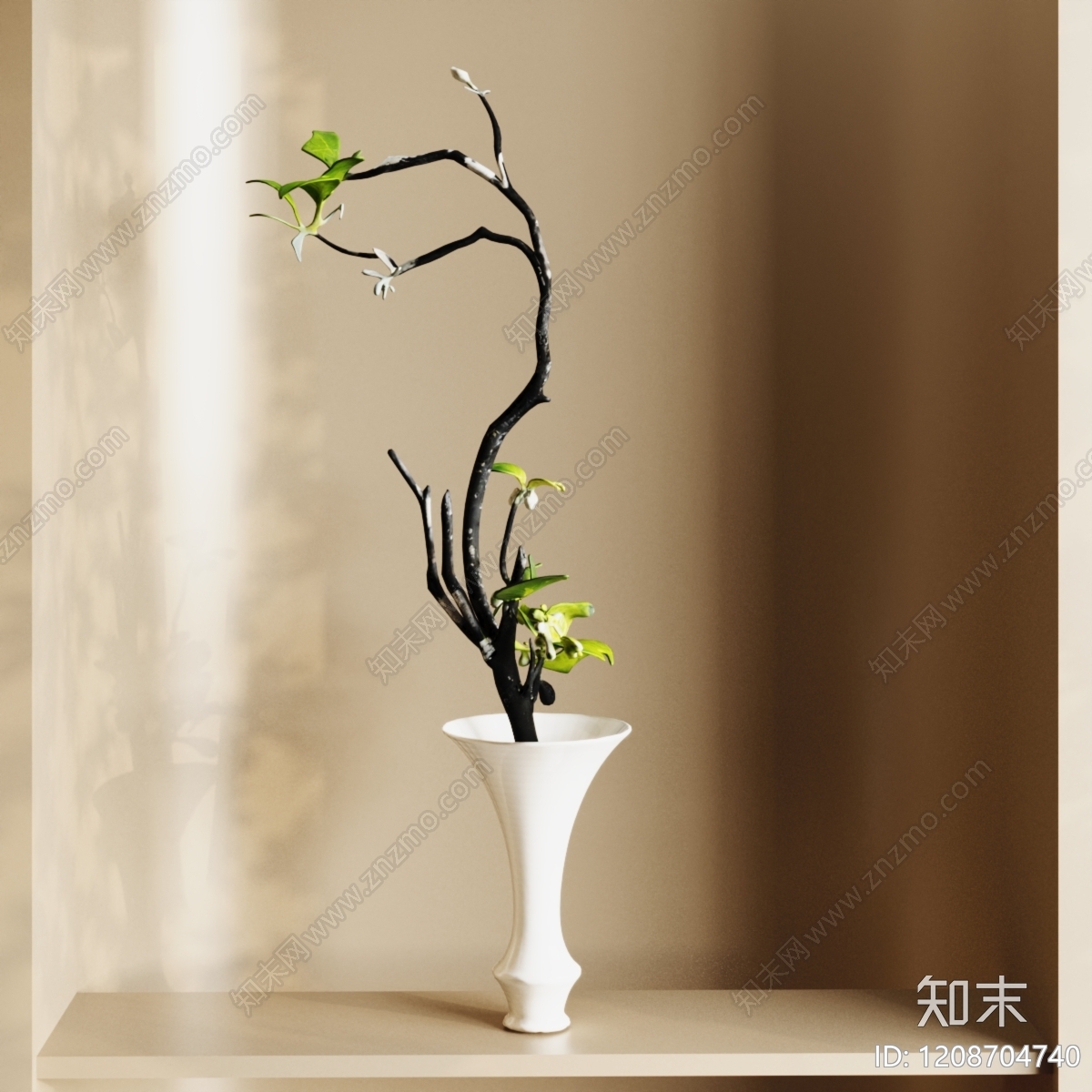 中古侘寂花艺SU模型下载【ID:1208704740】