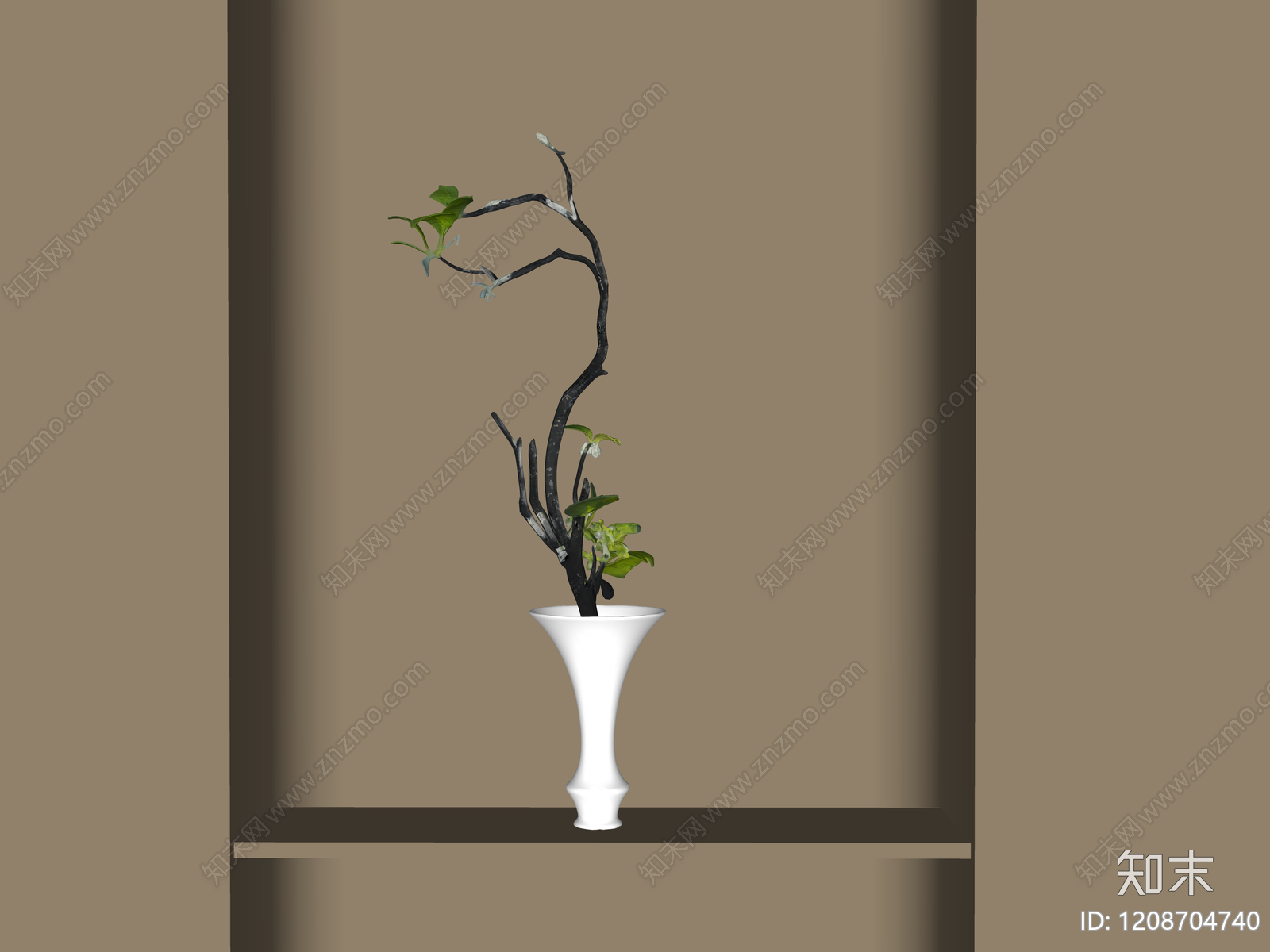 中古侘寂花艺SU模型下载【ID:1208704740】