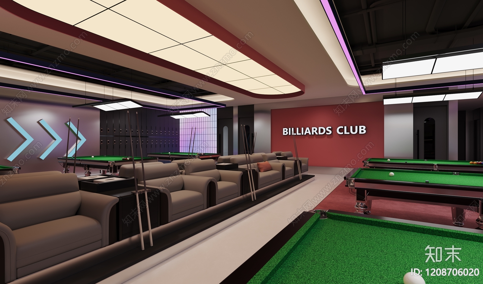 现代轻奢台球室3D模型下载【ID:1208706020】