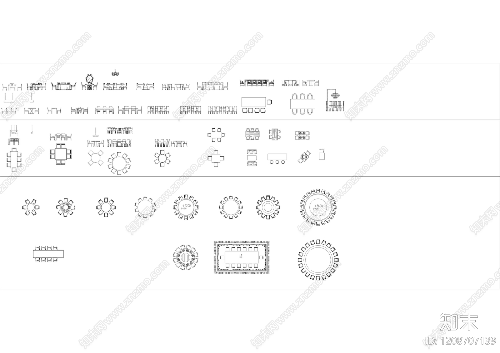 现代桌椅施工图下载【ID:1208707139】