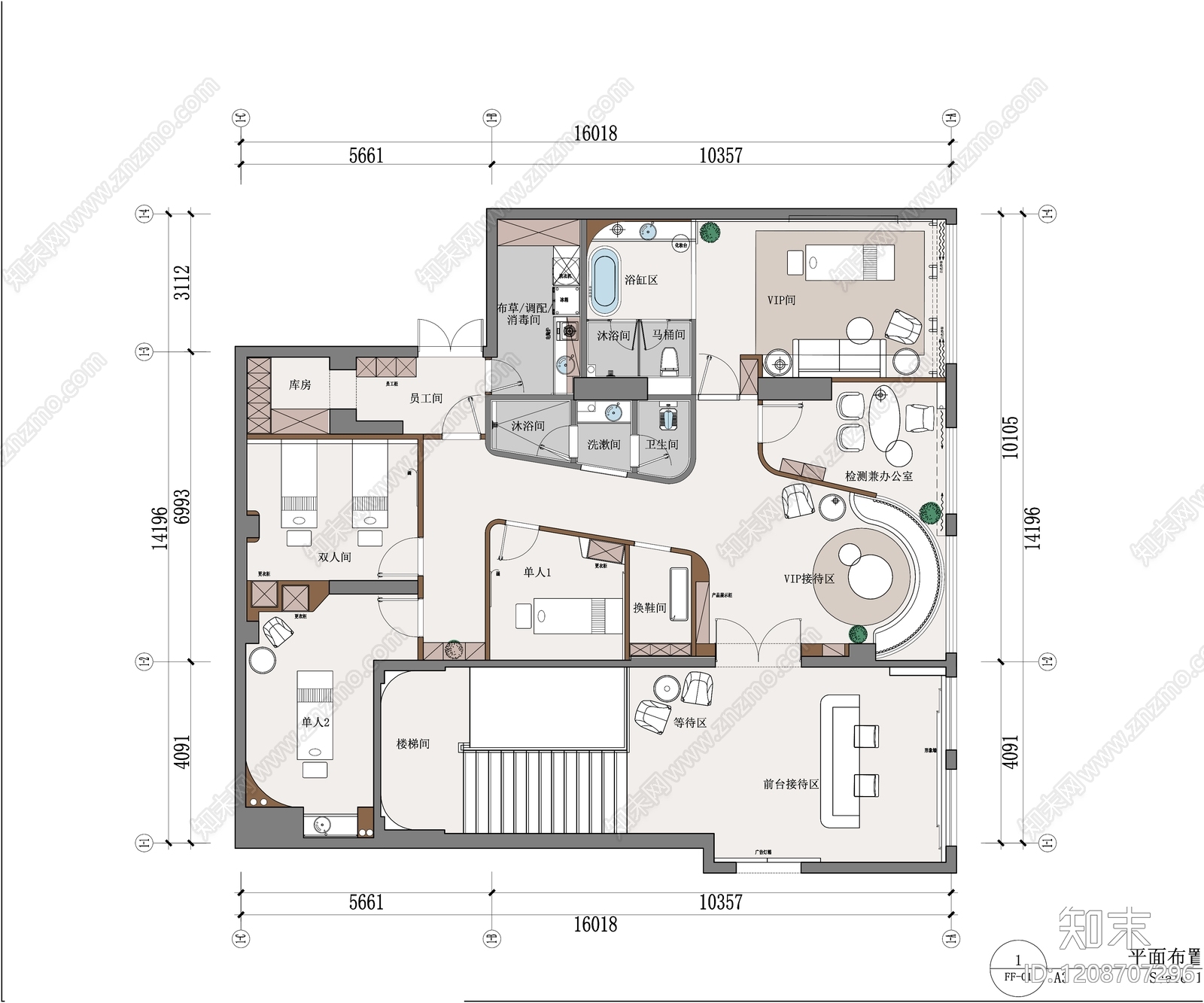 轻奢现代美容院施工图下载【ID:1208707296】