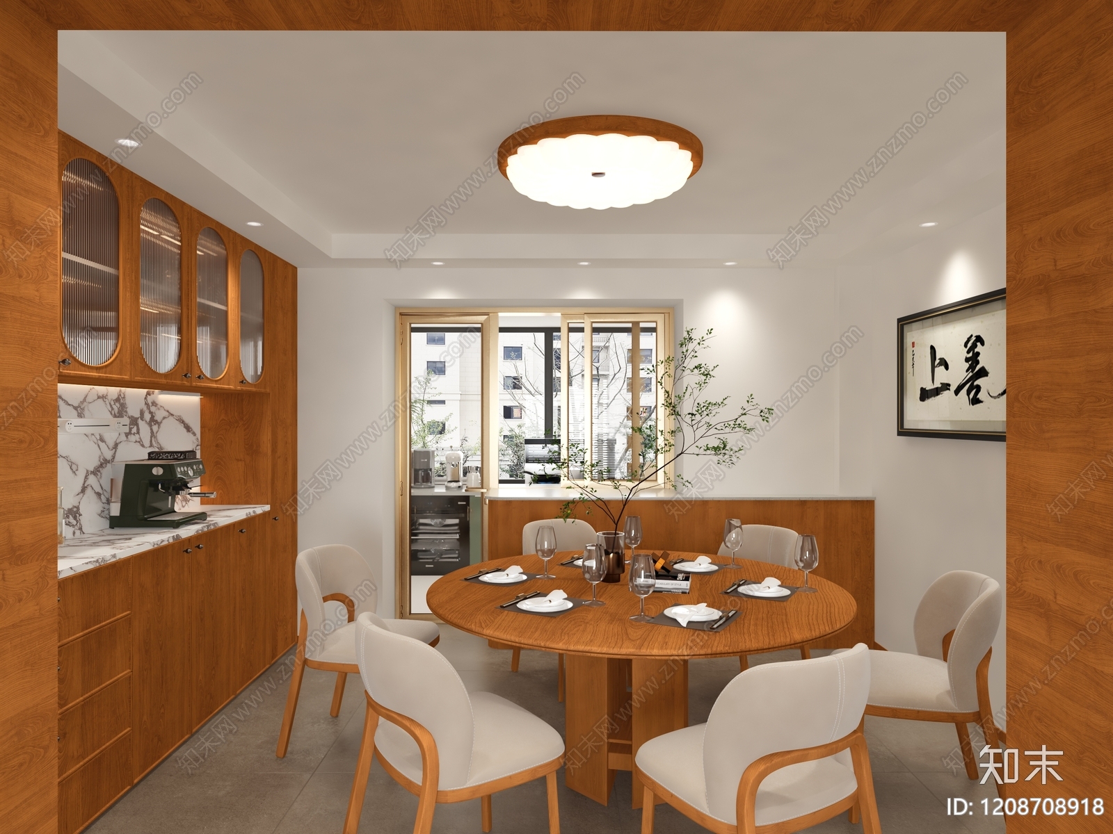 原木风家居餐厅3D模型下载【ID:1208708918】