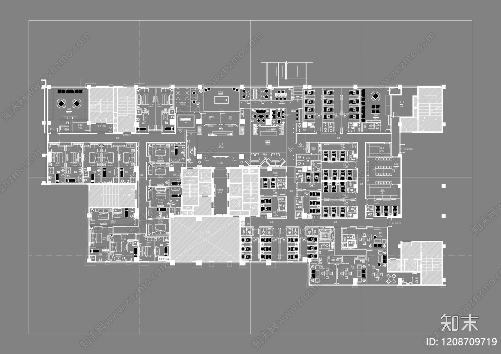 现代足浴店施工图下载【ID:1208709719】