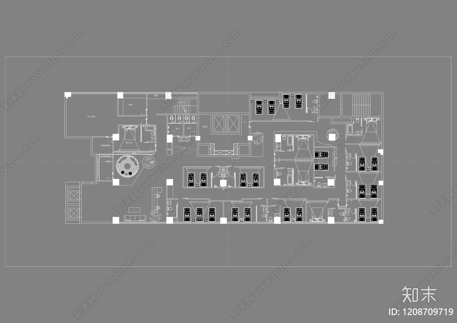 现代足浴店cad施工图下载【ID:1208709719】