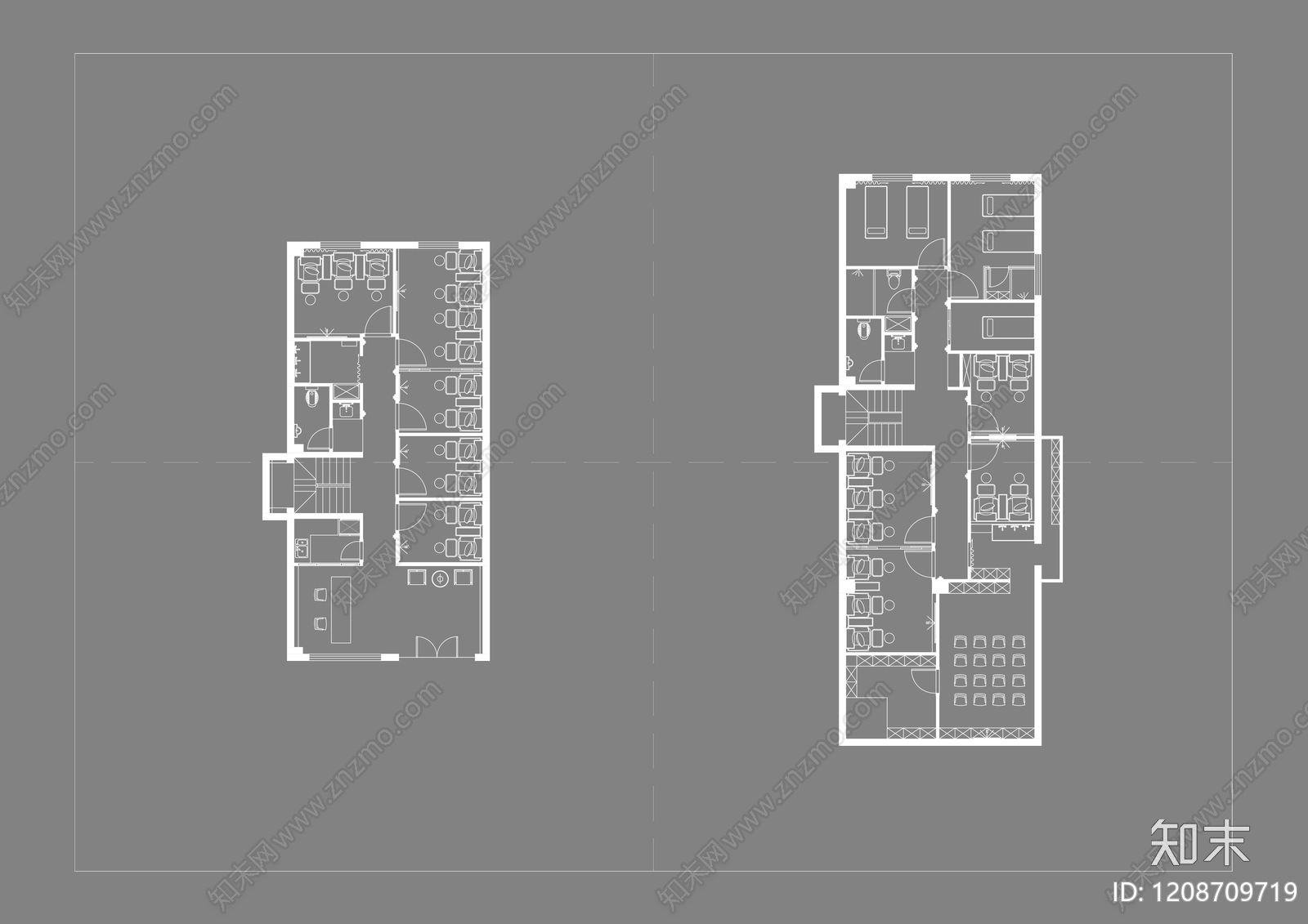 现代足浴店cad施工图下载【ID:1208709719】