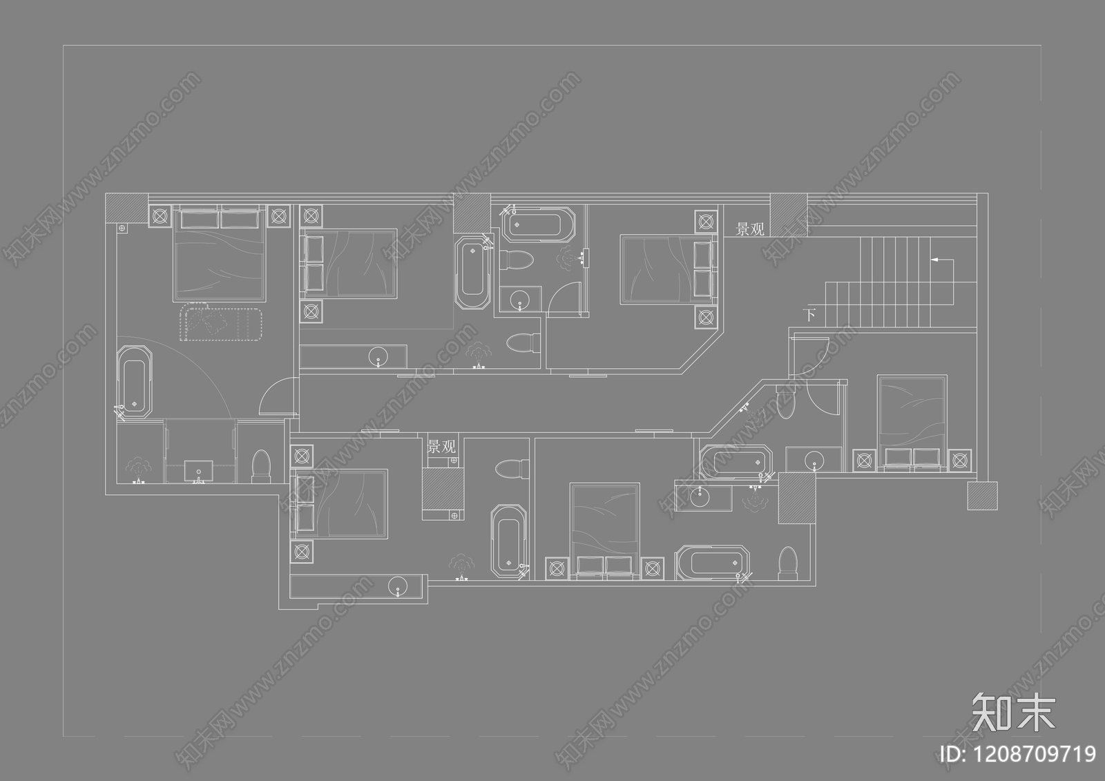现代足浴店cad施工图下载【ID:1208709719】
