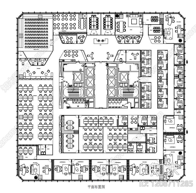 现代整体办公空间施工图下载【ID:1208711285】