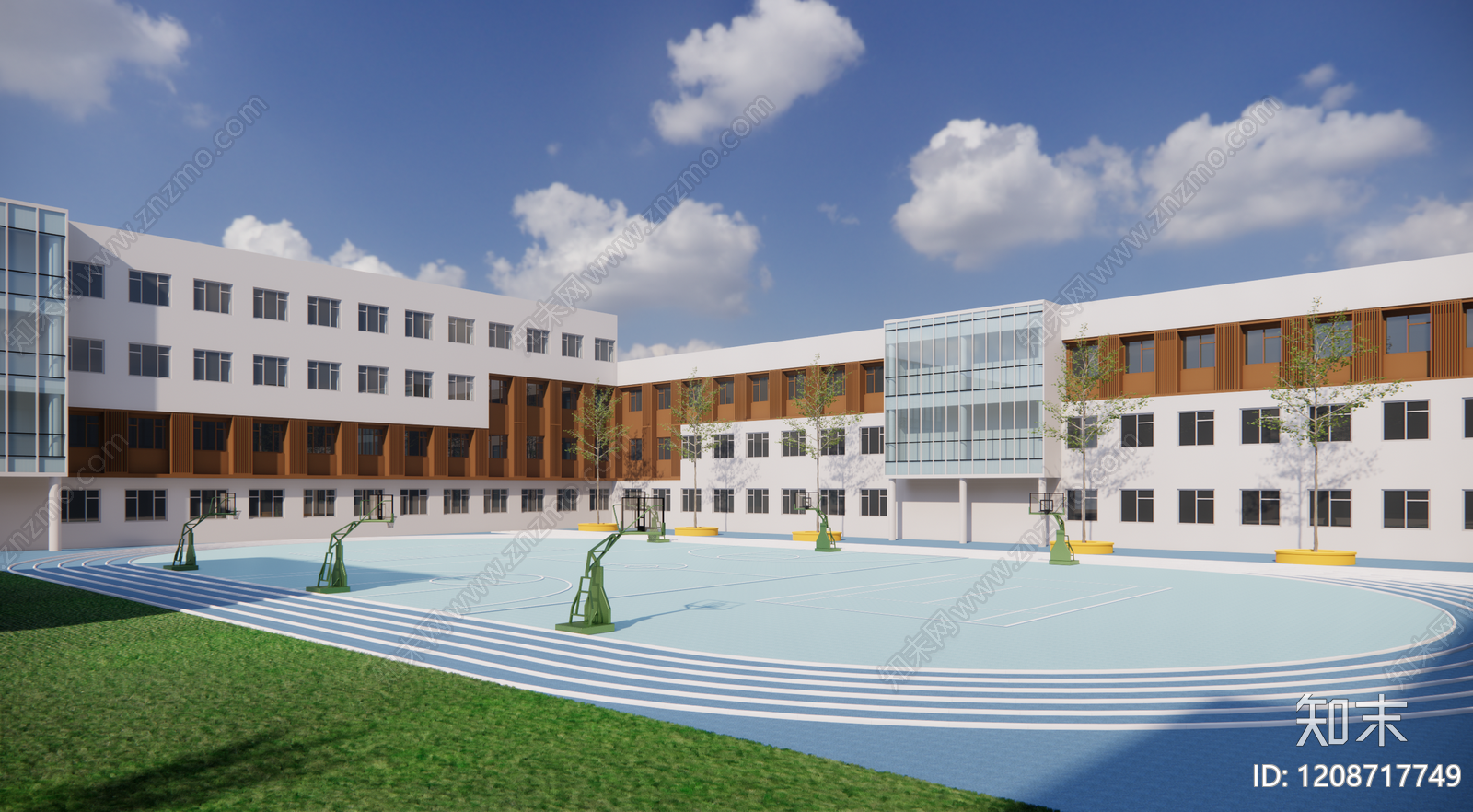 现代学校建筑SU模型下载【ID:1208717749】