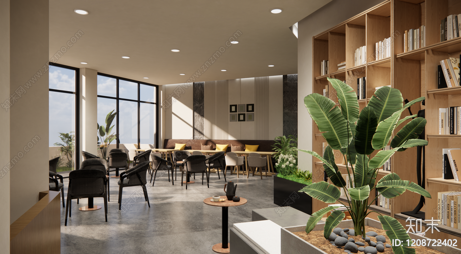 现代奶油茶餐厅SU模型下载【ID:1208722402】