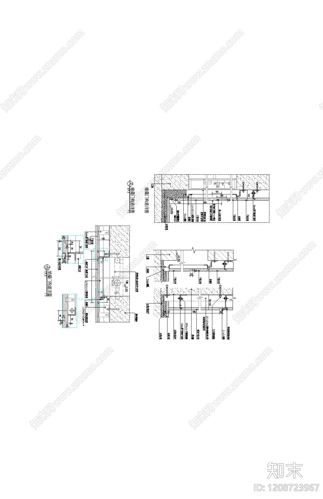 隐形门节点cad施工图下载【ID:1208723967】