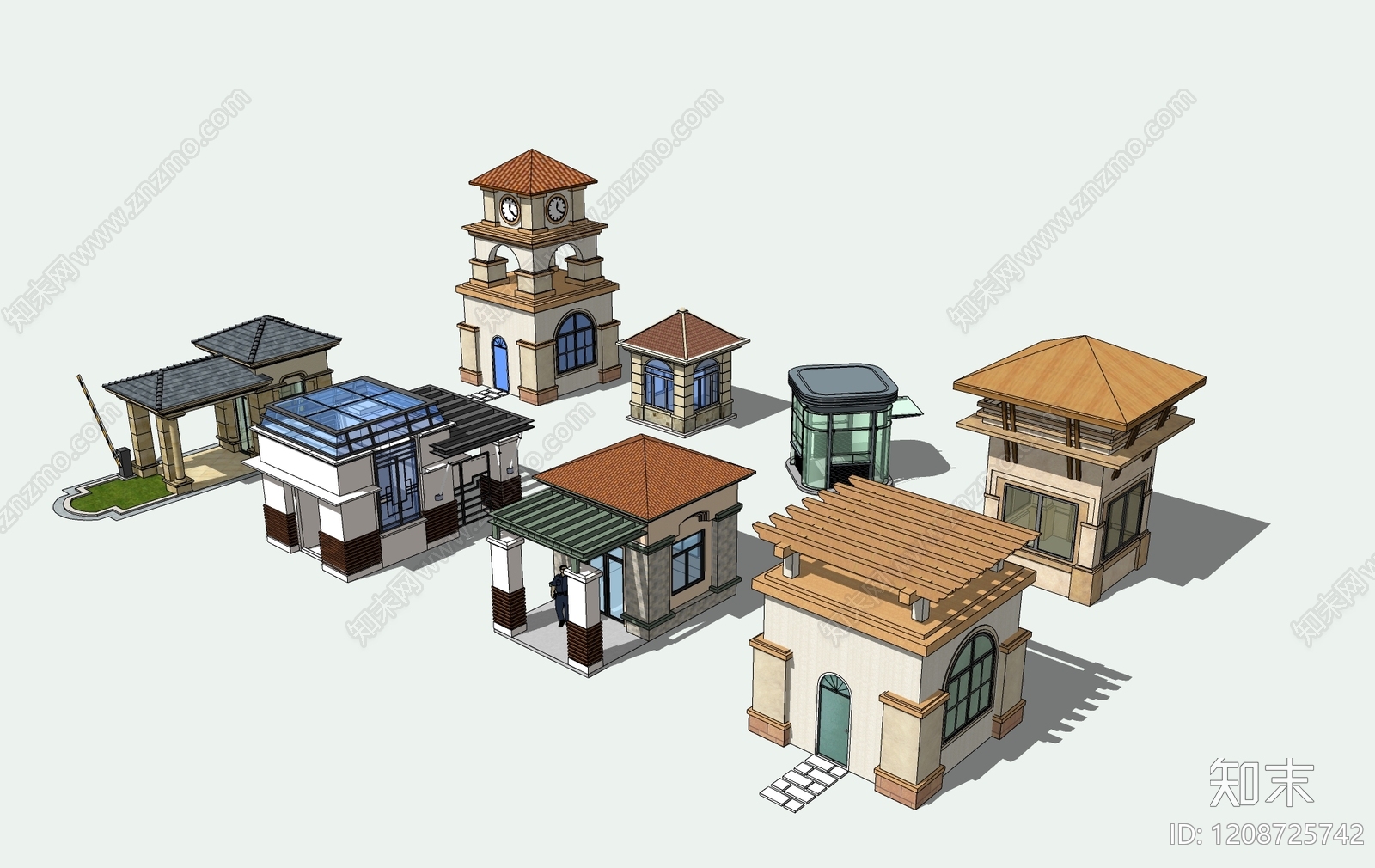 现代轻奢门卫室SU模型下载【ID:1208725742】