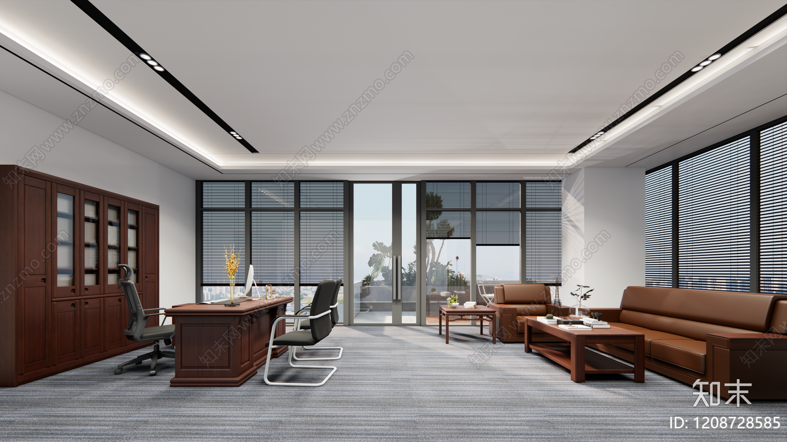 中式现代经理办公室SU模型下载【ID:1208728585】
