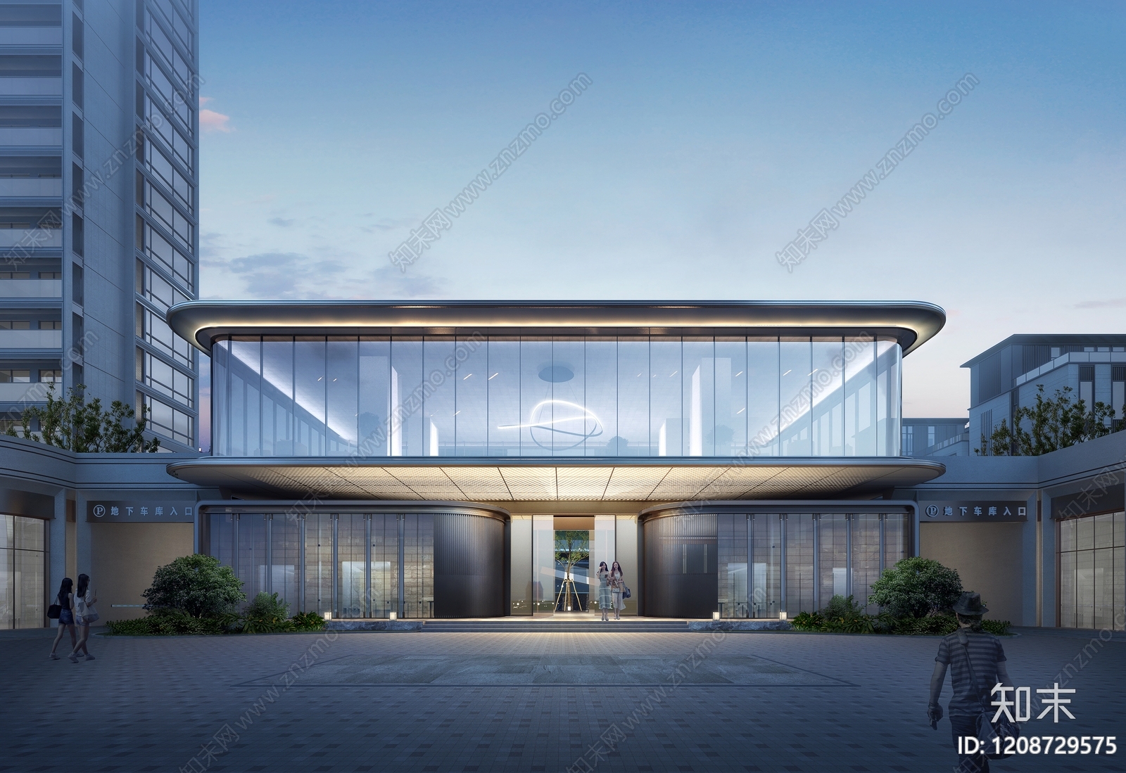 现代极简售楼处外观3D模型下载【ID:1208729575】