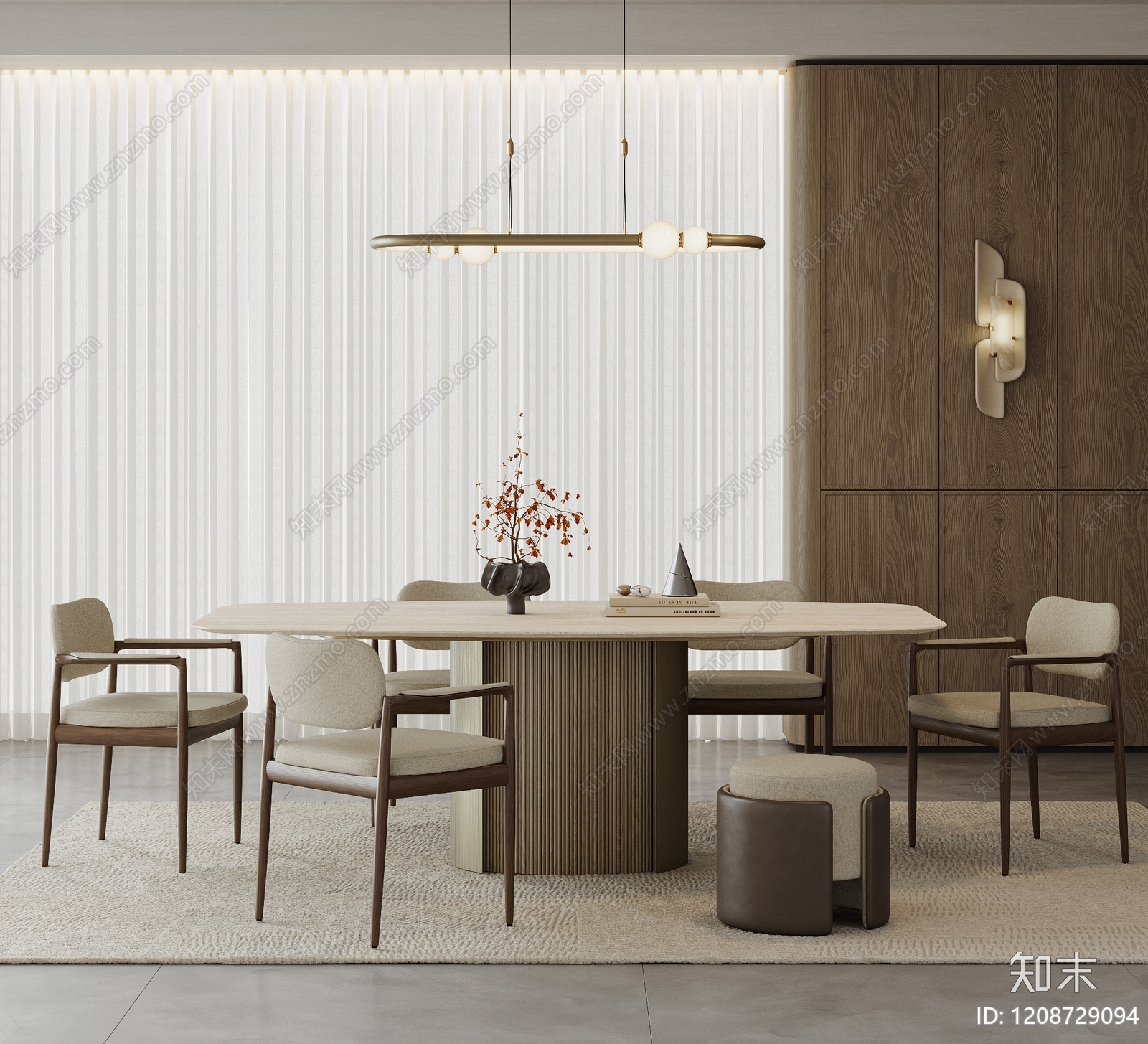 现代简约家居餐厅3D模型下载【ID:1208729094】