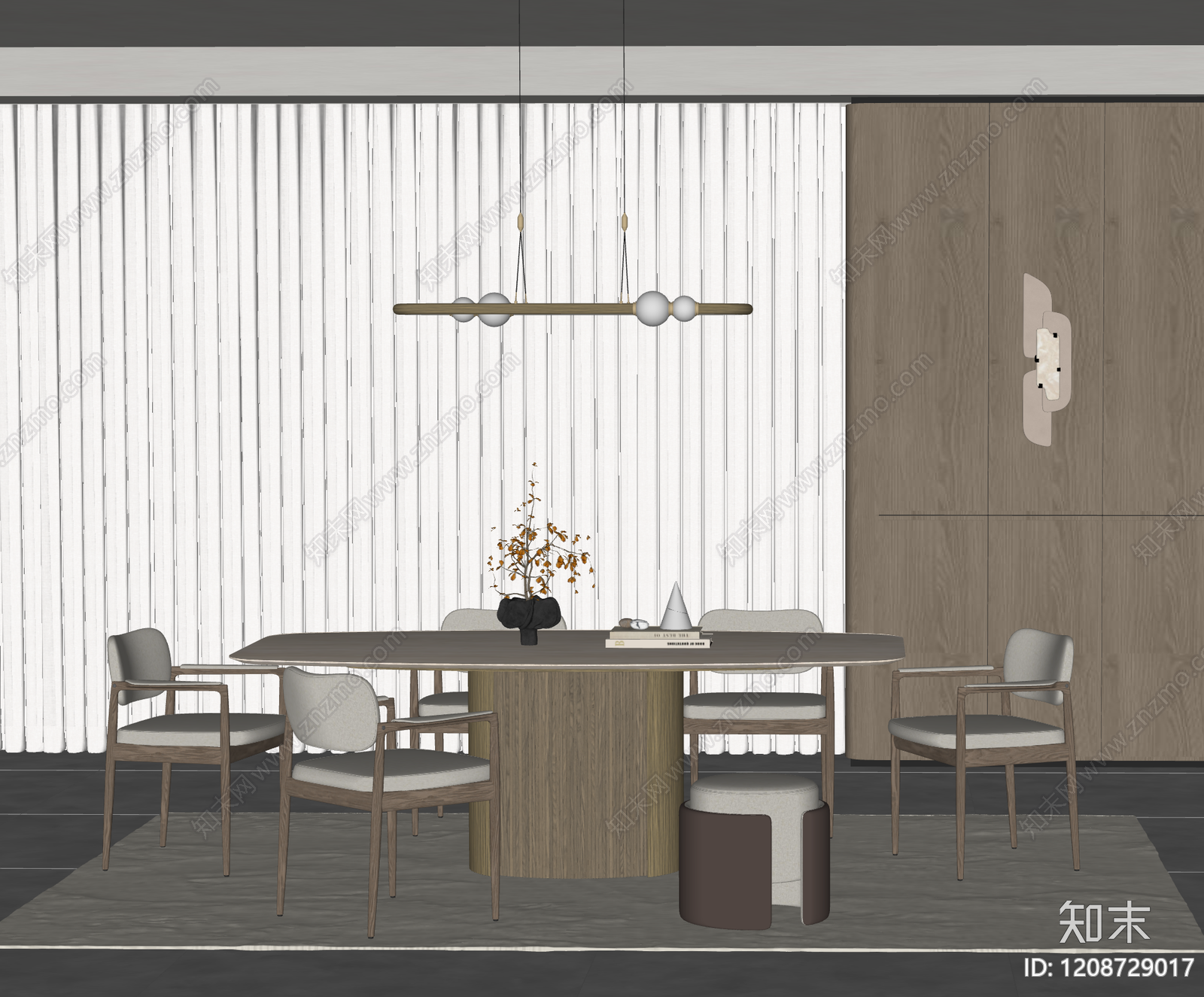 现代意式家居餐厅SU模型下载【ID:1208729017】
