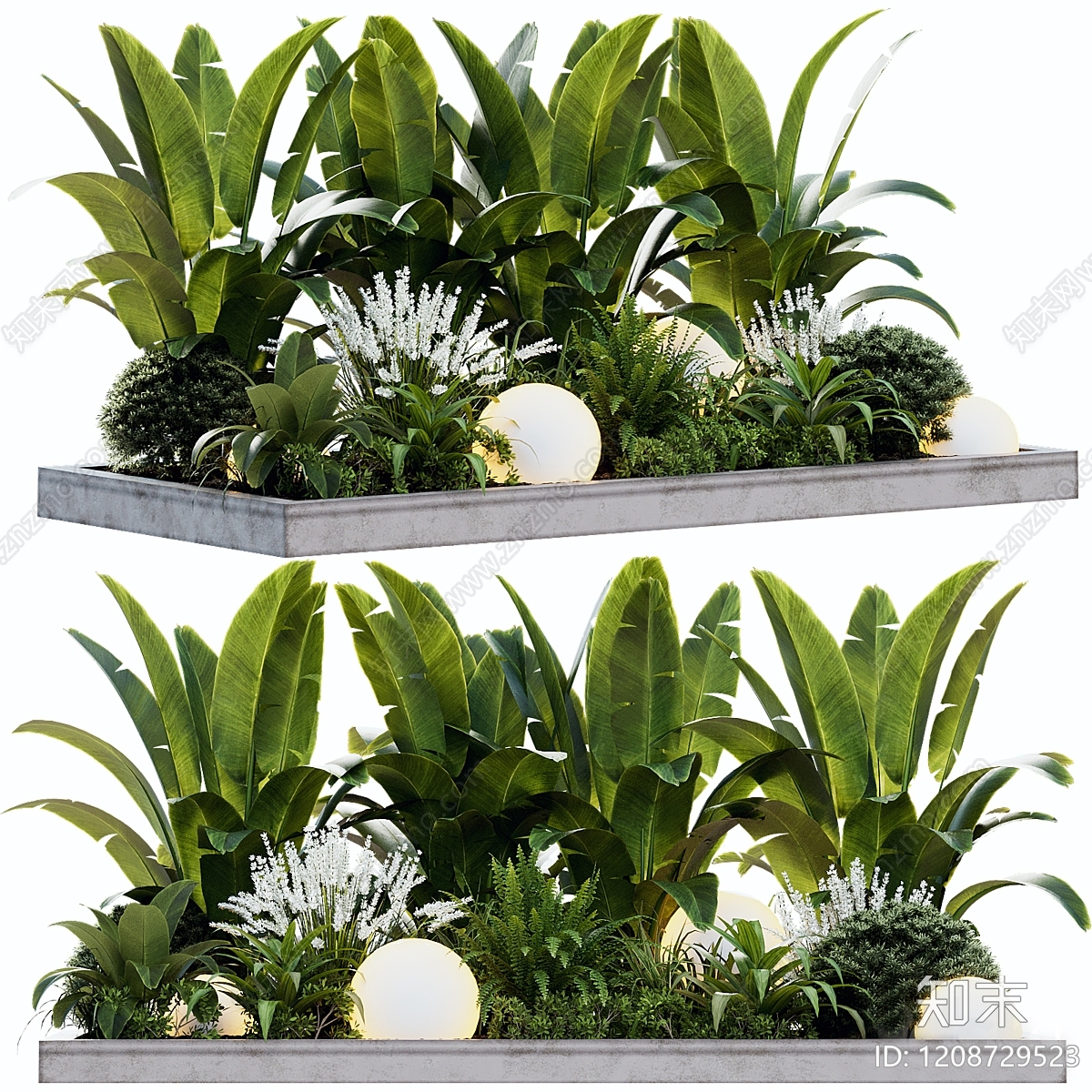 现代简约植物堆3D模型下载【ID:1208729523】