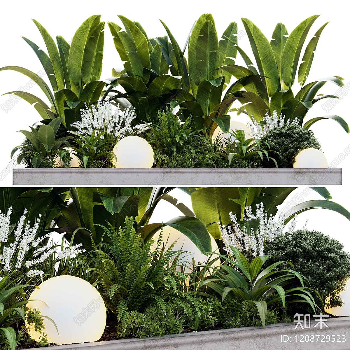 现代简约植物堆3D模型下载【ID:1208729523】