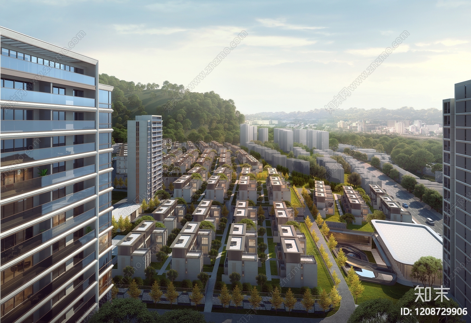 现代极简鸟瞰规划3D模型下载【ID:1208729906】