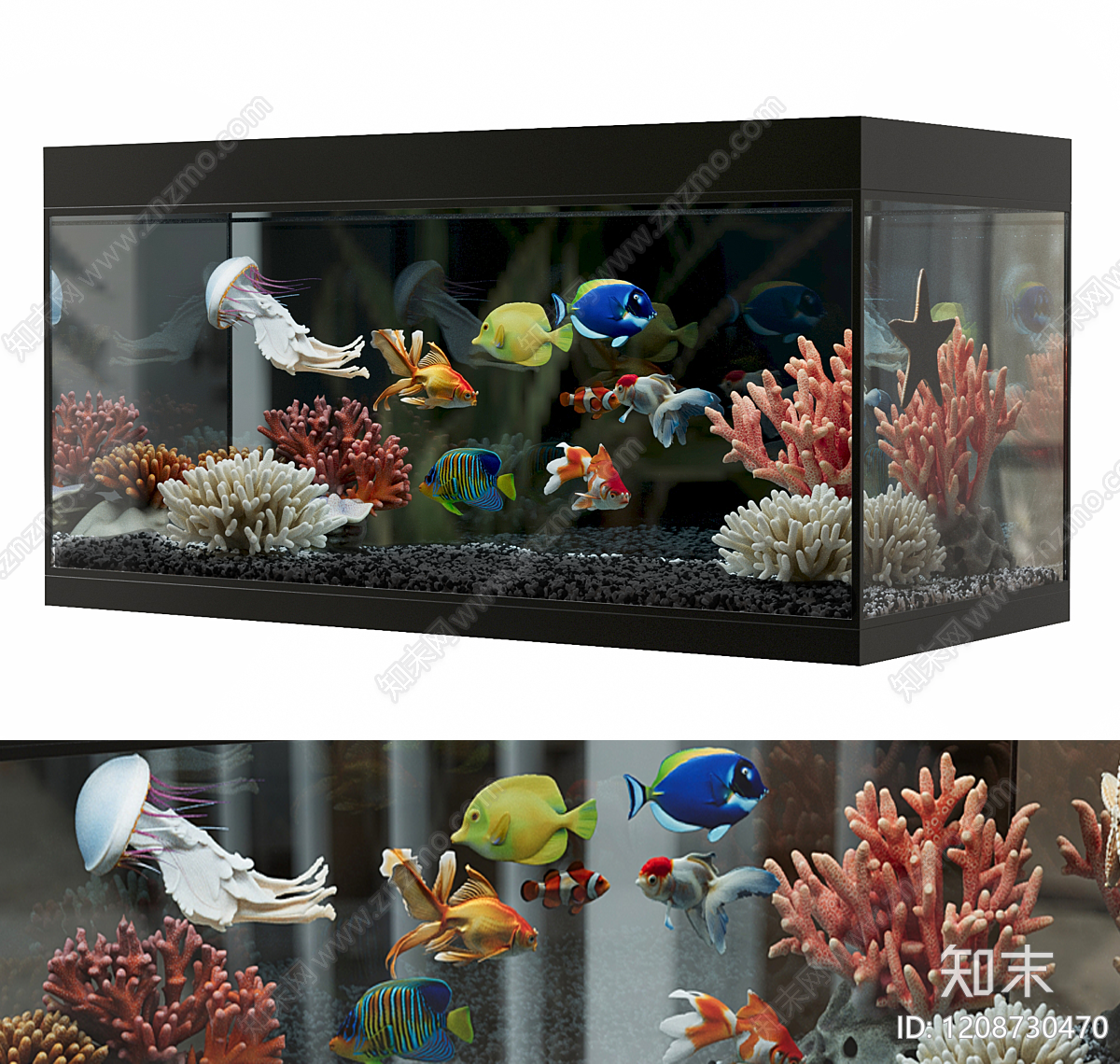 现代简约鱼缸3D模型下载【ID:1208730470】