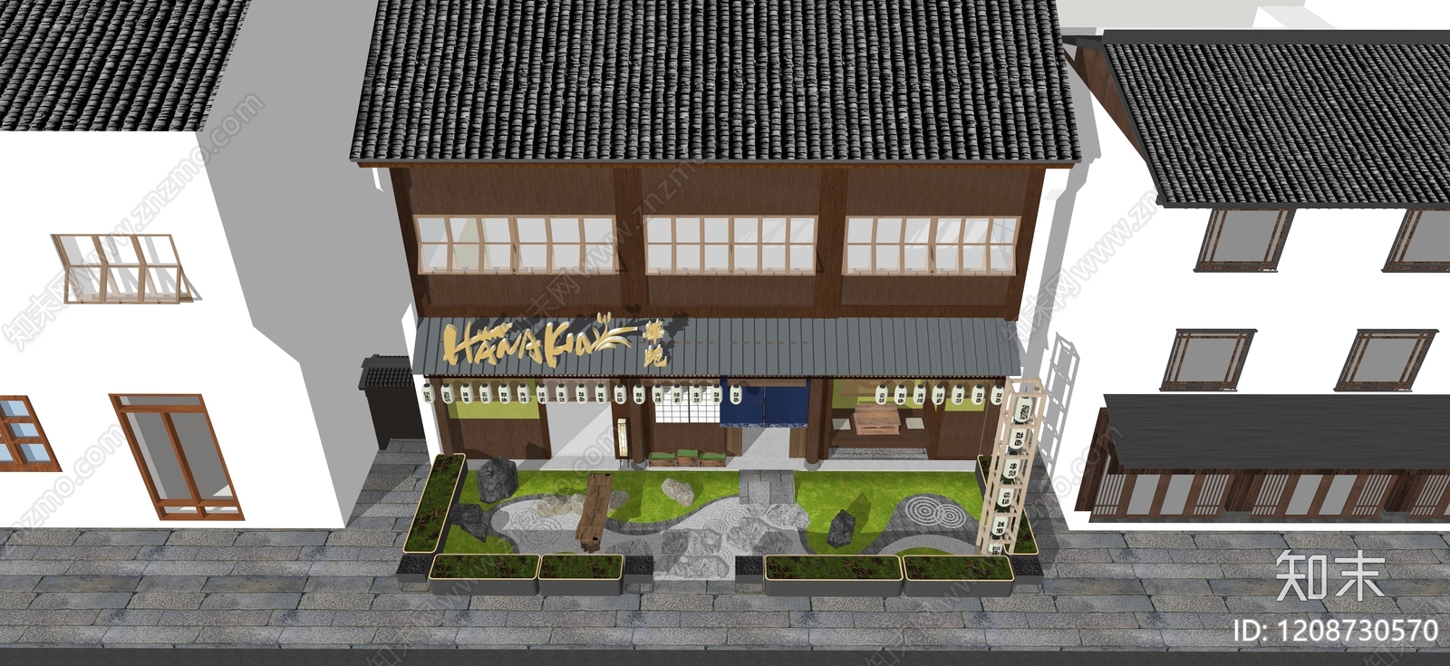 新中式日式休憩花园SU模型下载【ID:1208730570】
