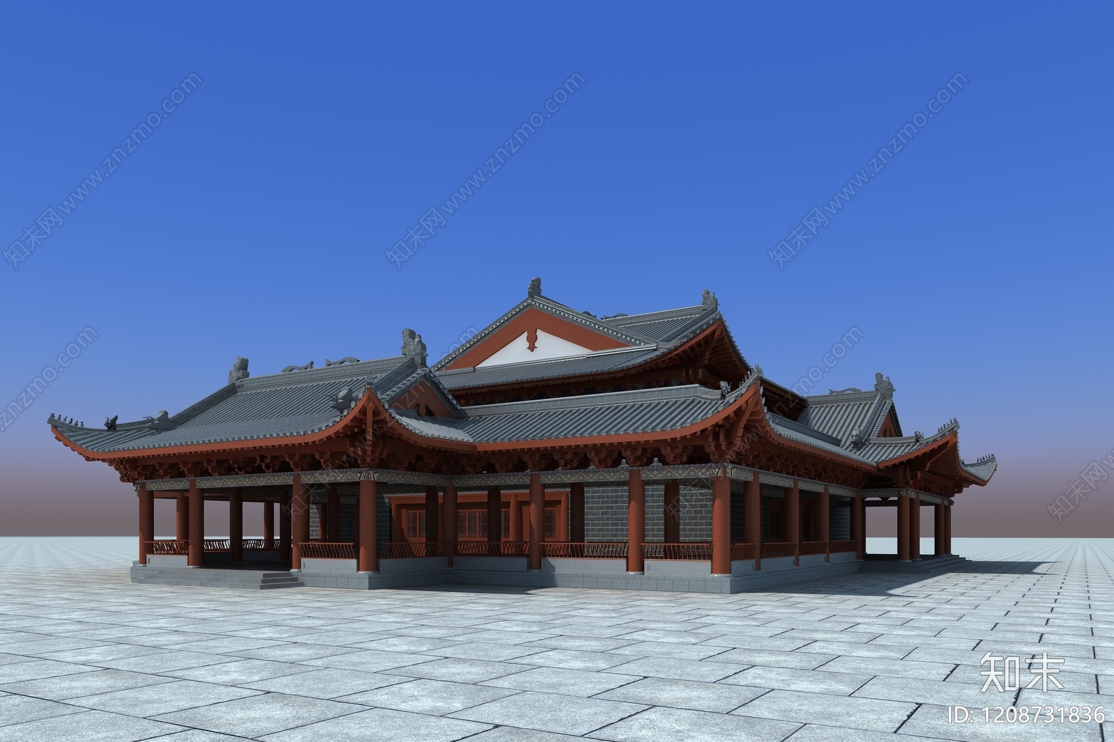 新中式古建3D模型下载【ID:1208731836】