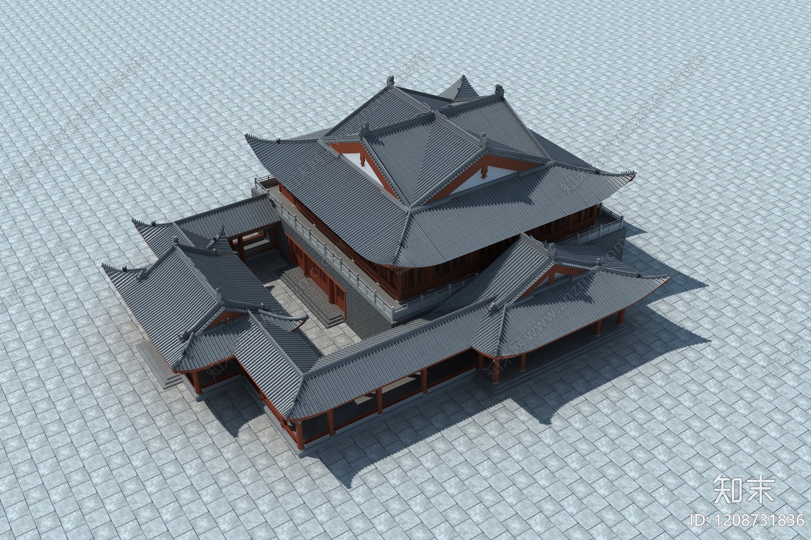 新中式古建3D模型下载【ID:1208731836】