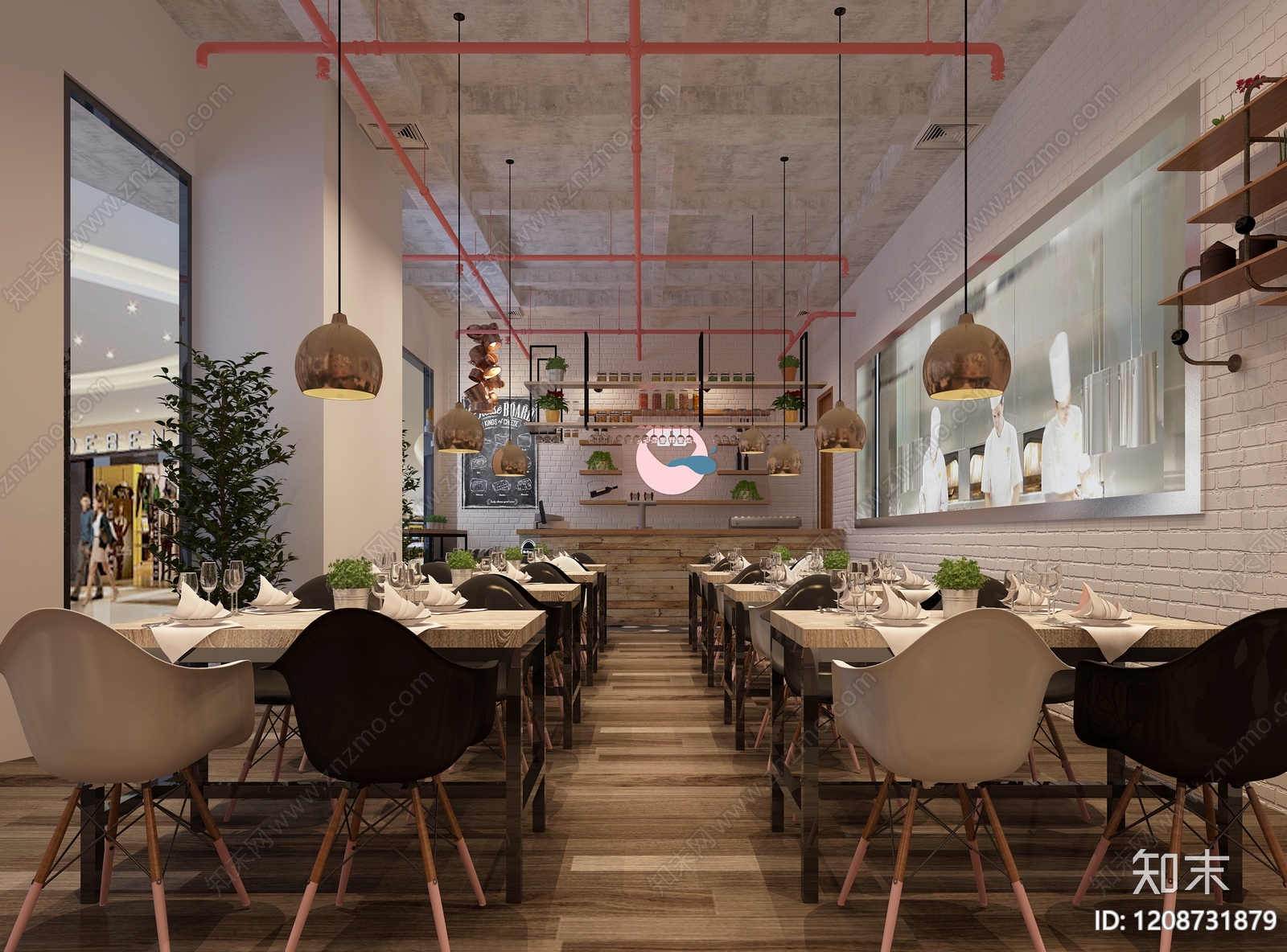 工业风混搭西餐厅3D模型下载【ID:1208731879】