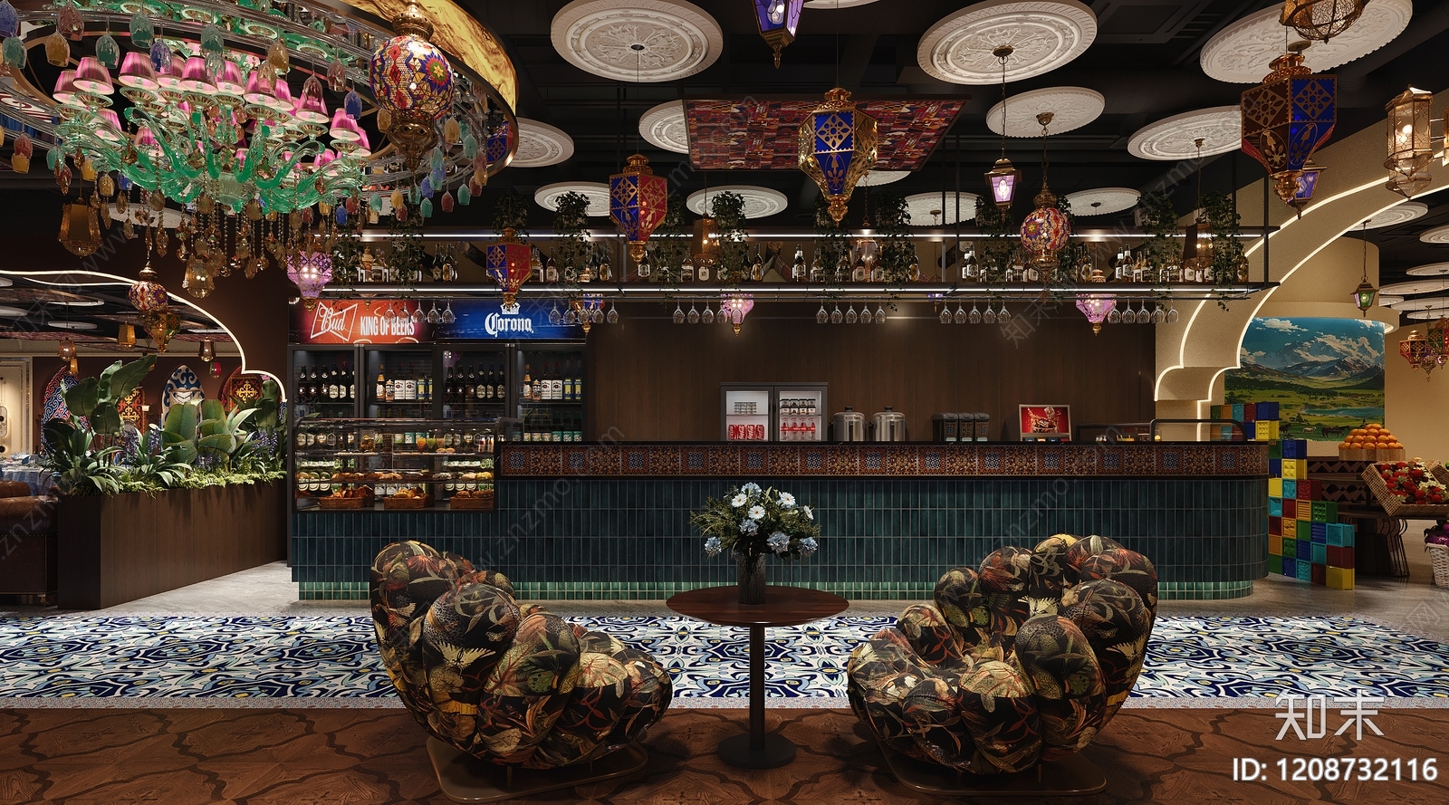 异域复古风酒店餐厅3D模型下载【ID:1208732116】