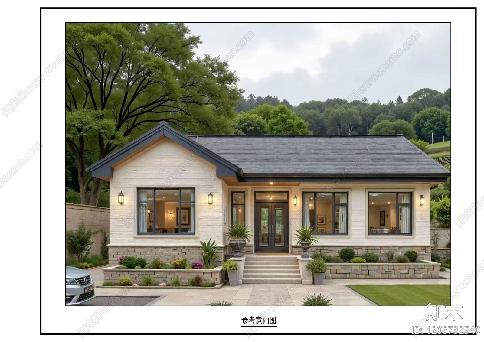 中式别墅建筑施工图下载【ID:1208732540】