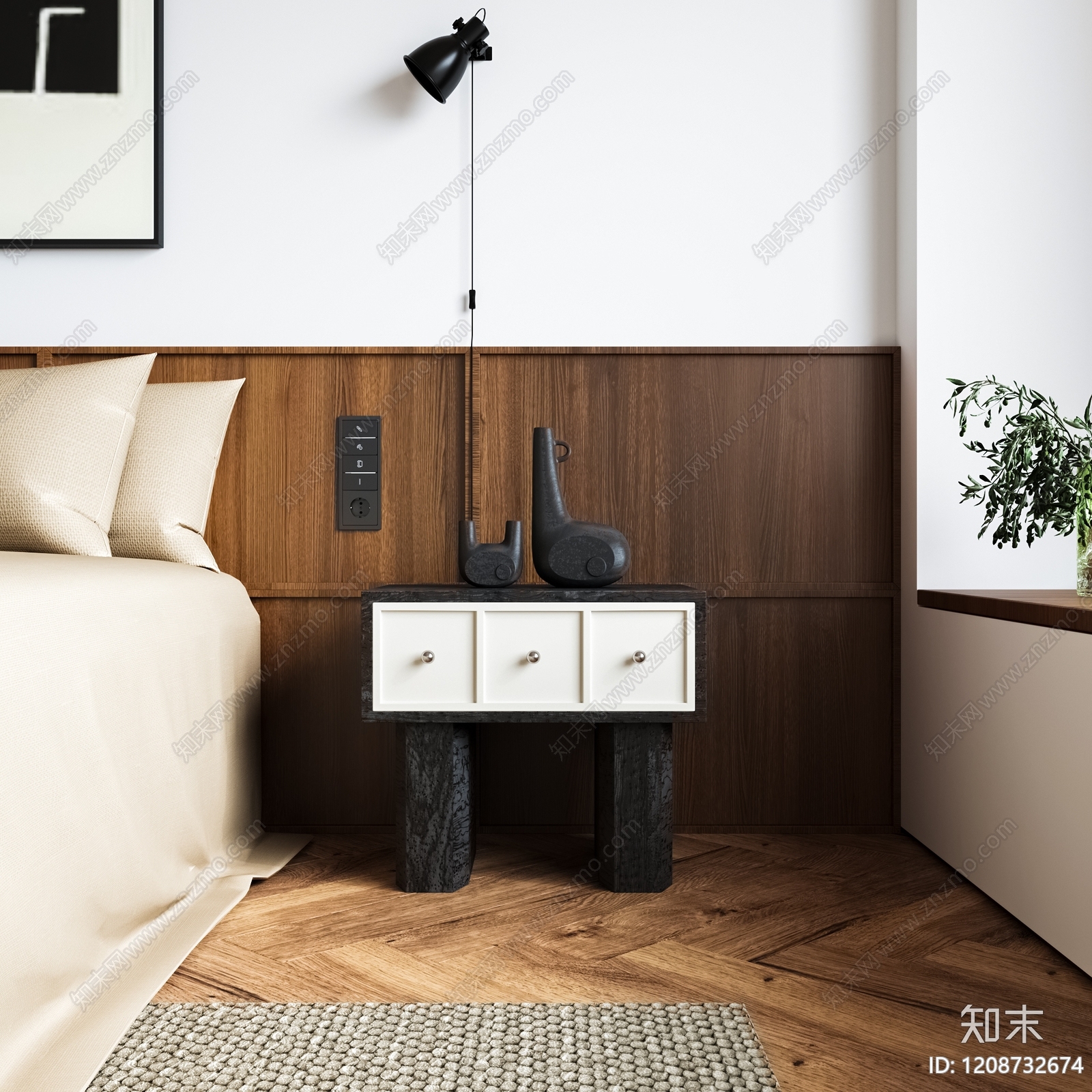 复古侘寂床头柜SU模型下载【ID:1208732674】