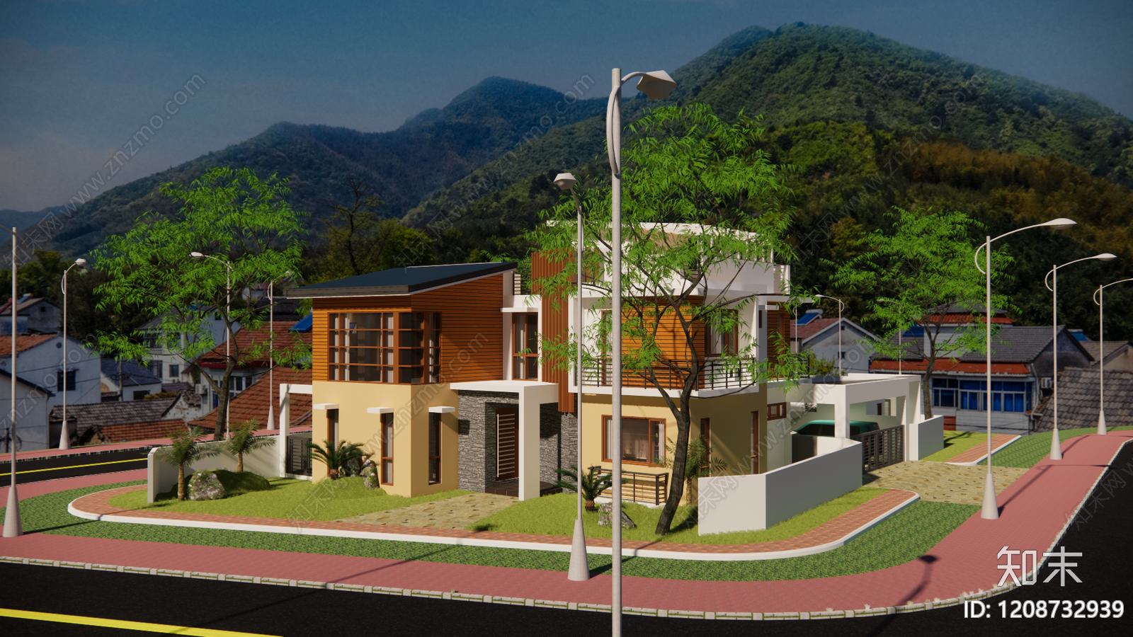 现代别墅SU模型下载【ID:1208732939】