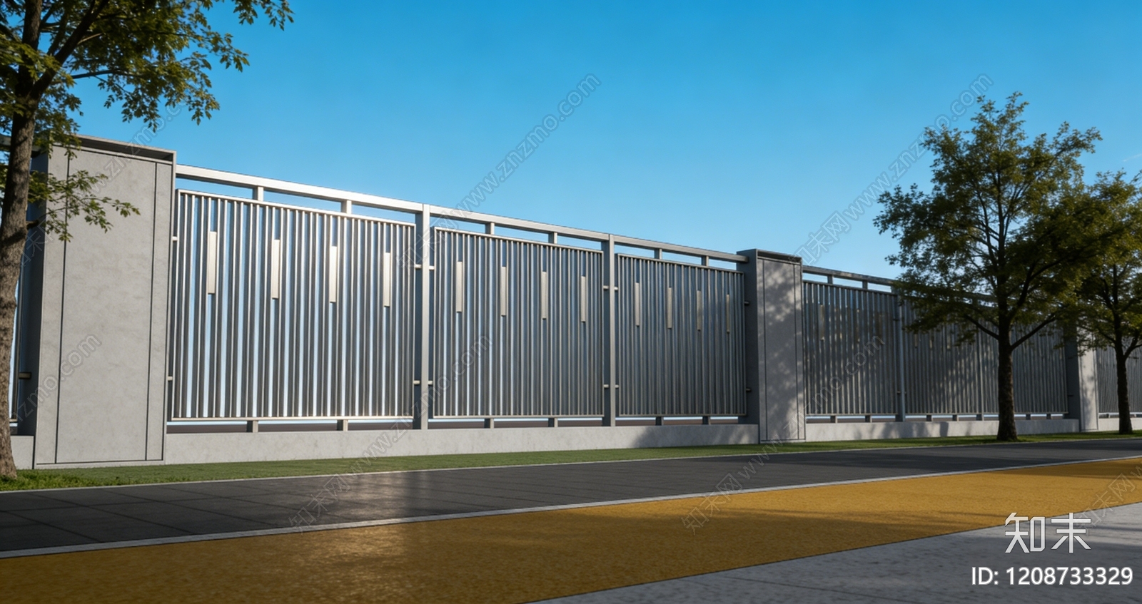 现代新中式围墙施工图下载【ID:1208733329】