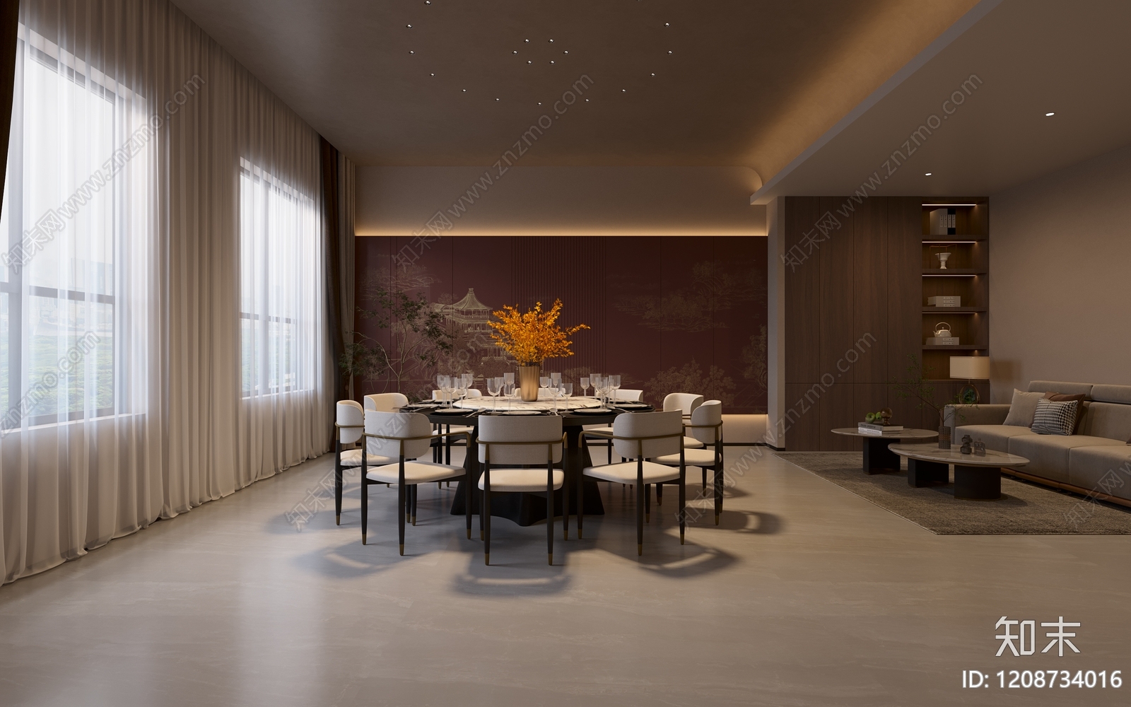 新中式包厢3D模型下载【ID:1208734016】