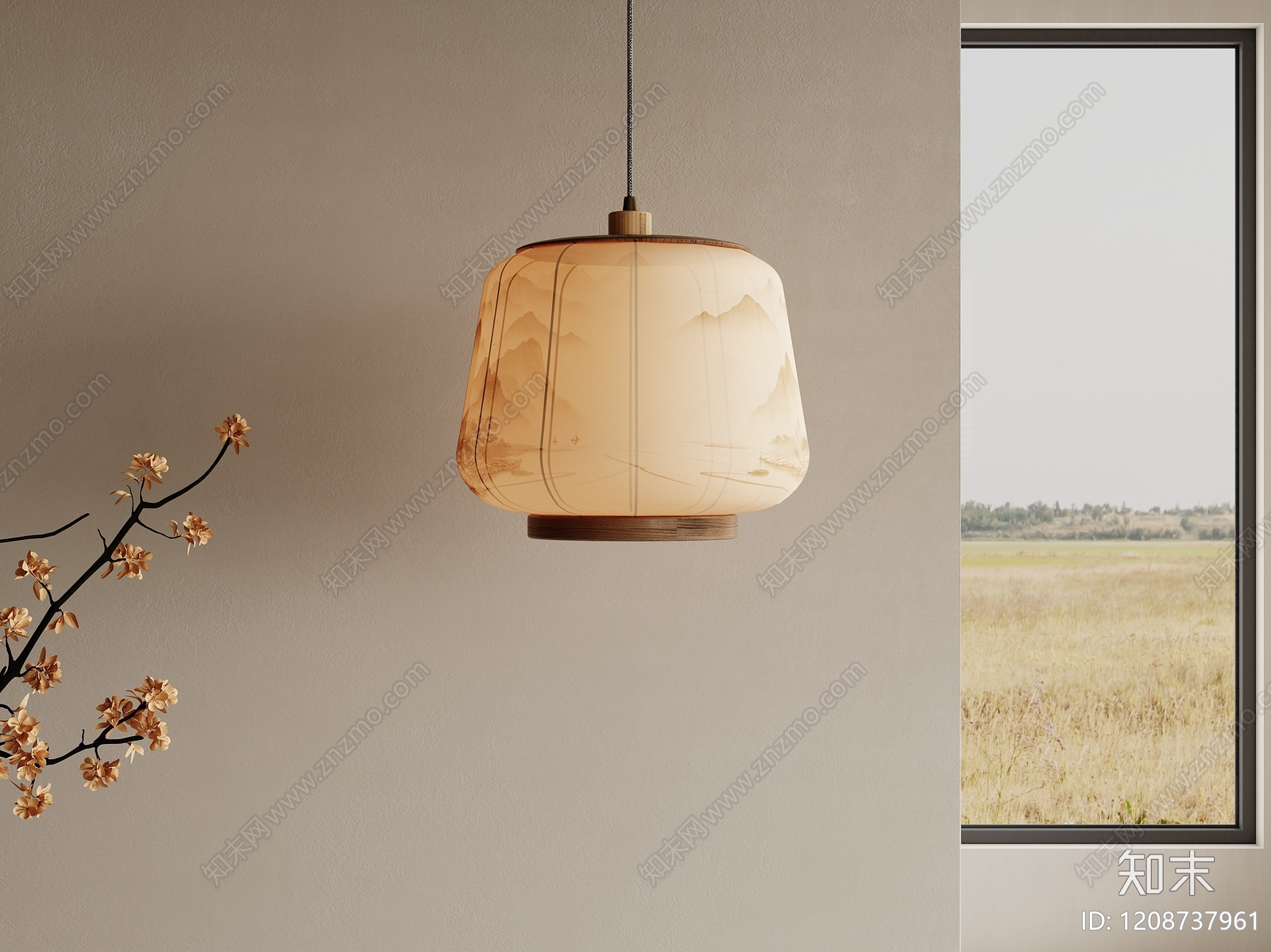 新中式卧室吊灯3D模型下载【ID:1208737961】