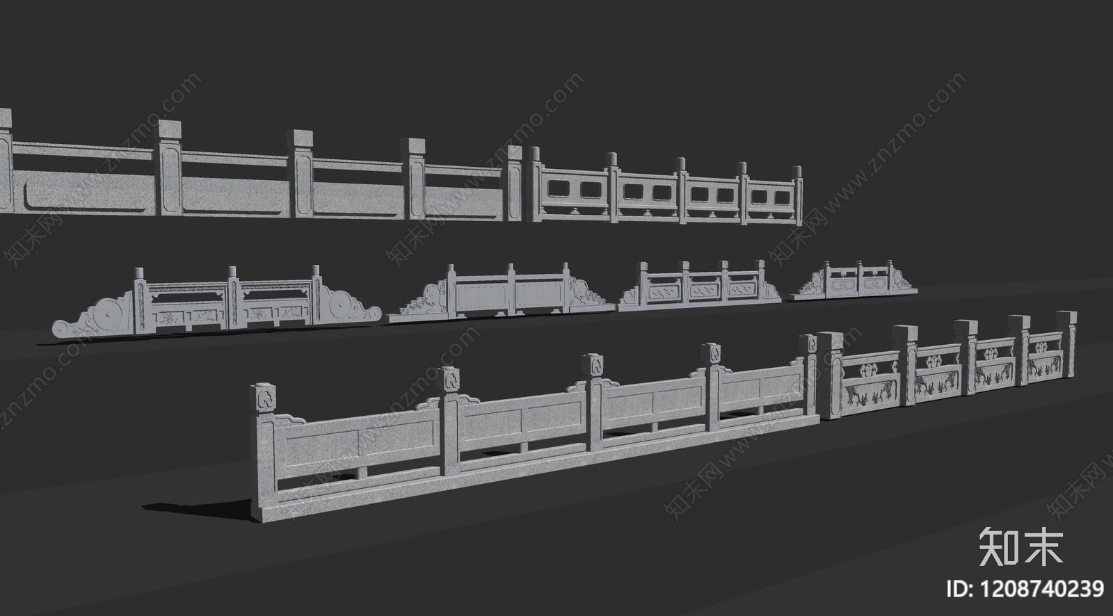 新中式现代栏杆扶手SU模型下载【ID:1208740239】