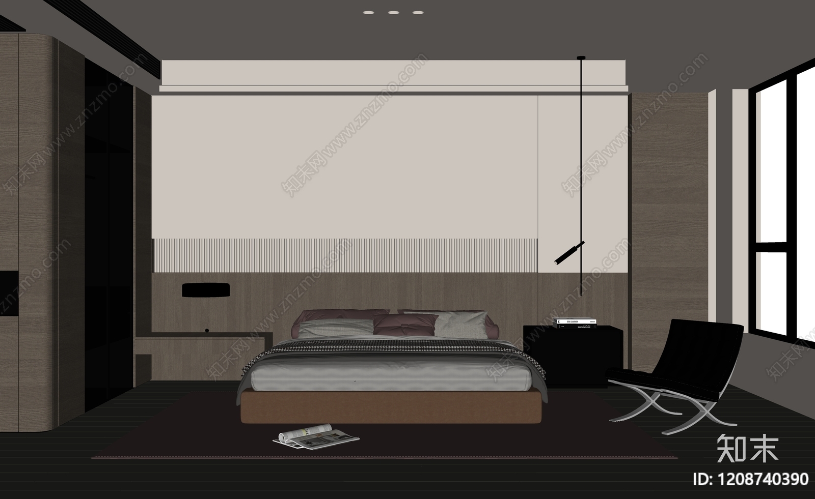 现代意式家居卧室SU模型下载【ID:1208740390】