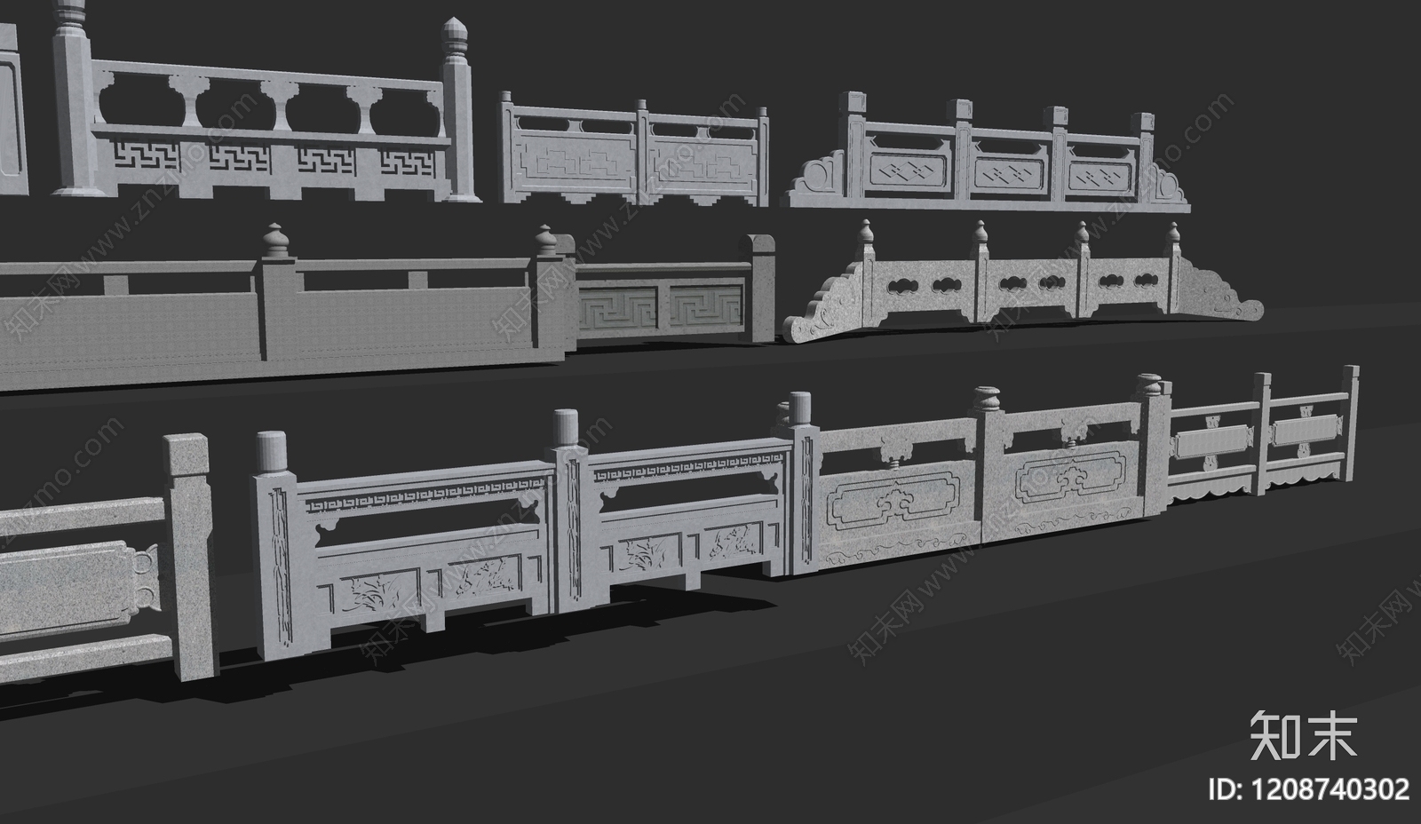新中式现代栏杆扶手SU模型下载【ID:1208740302】