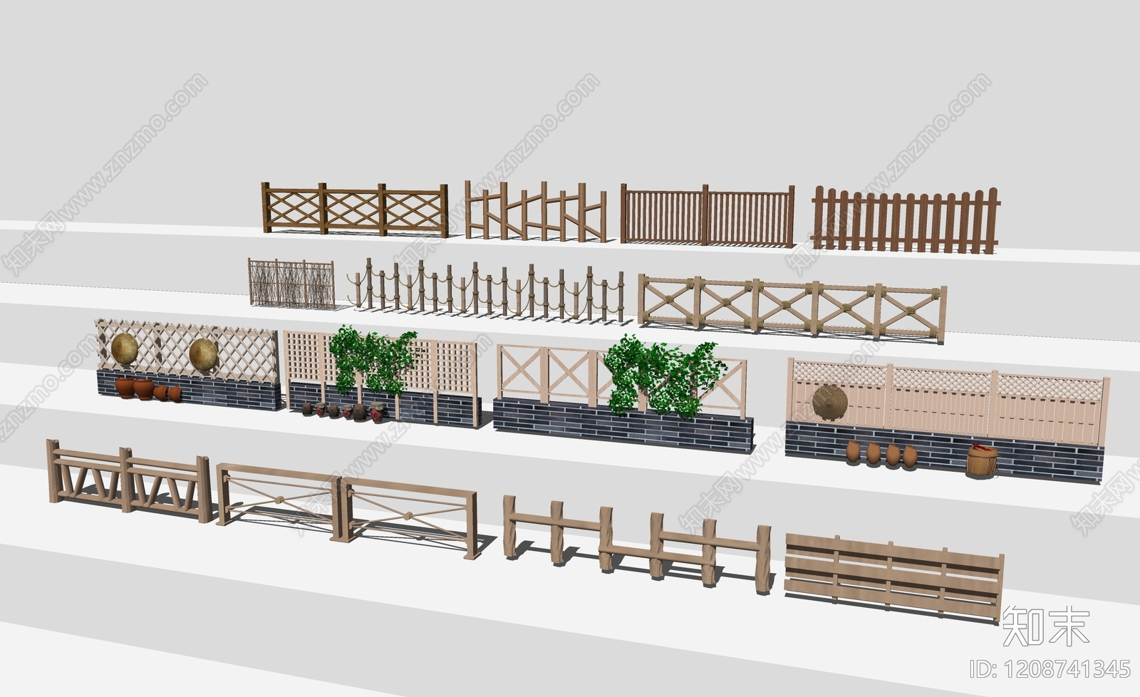 新中式现代栏杆扶手SU模型下载【ID:1208741345】