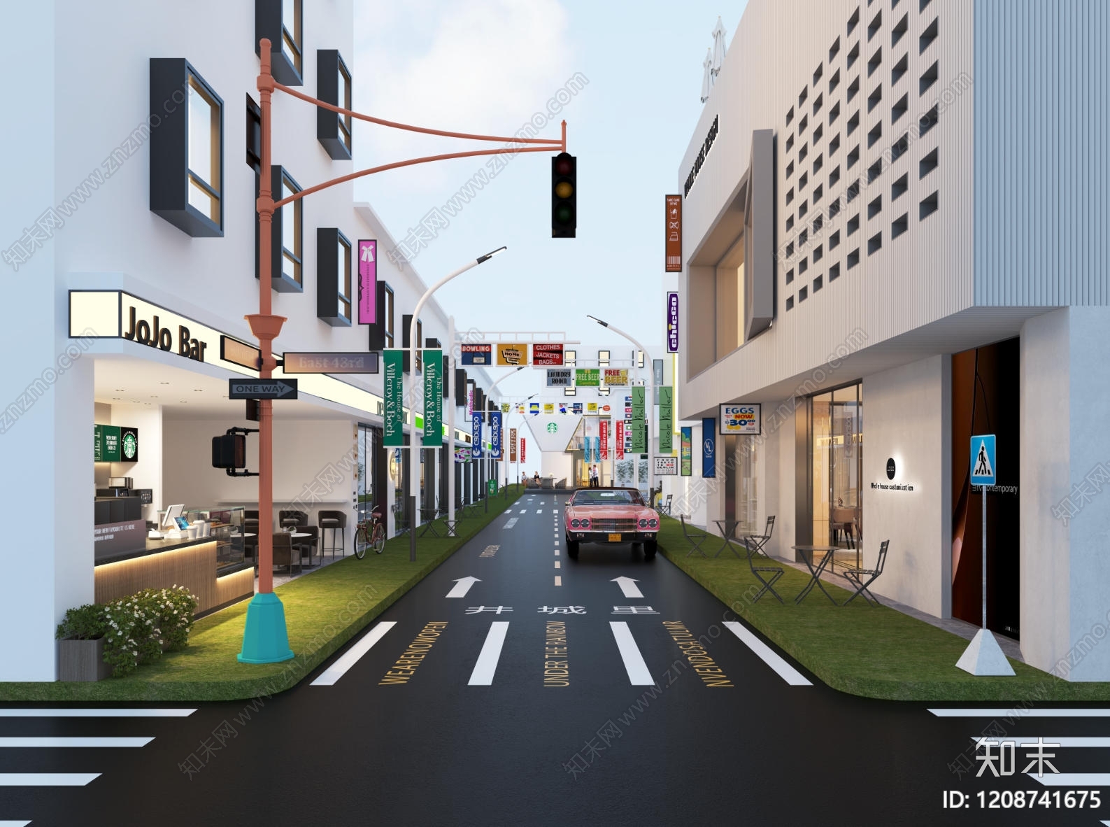 美式复古商业街3D模型下载【ID:1208741675】
