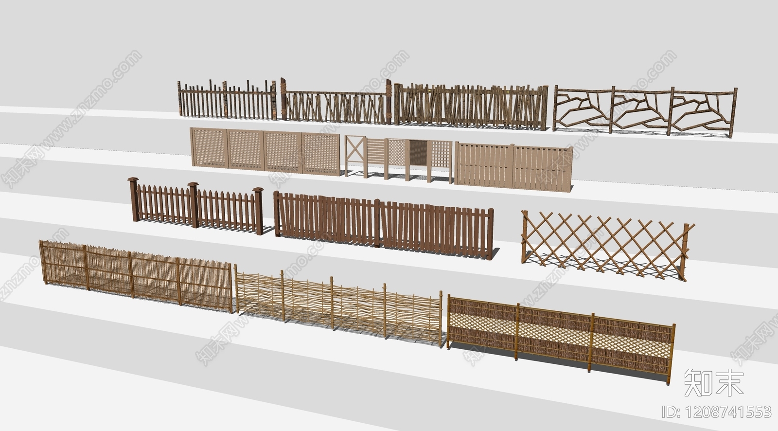 新中式现代栏杆扶手SU模型下载【ID:1208741553】