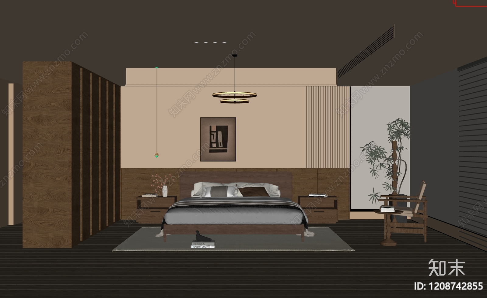 复古中古家居卧室SU模型下载【ID:1208742855】