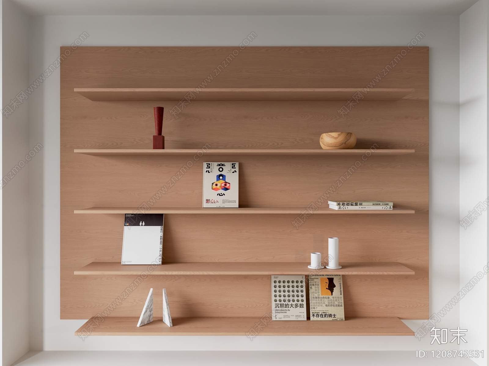 现代原木书架SU模型下载【ID:1208743531】