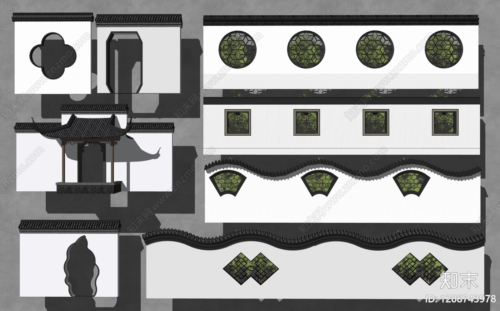 中式新中式连廊SU模型下载【ID:1208743978】
