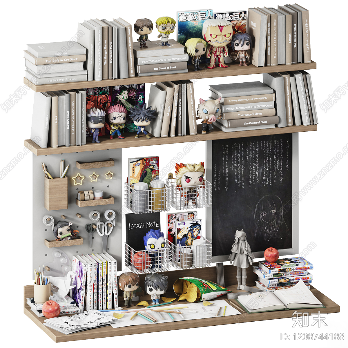 日式动漫主题书架3D模型下载【ID:1208744188】