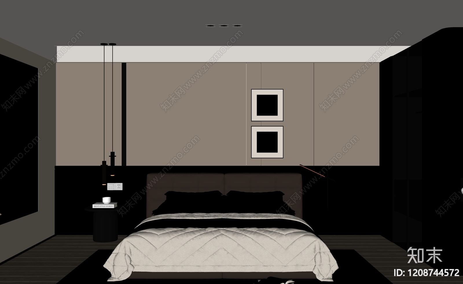 现代意式家居卧室SU模型下载【ID:1208744572】
