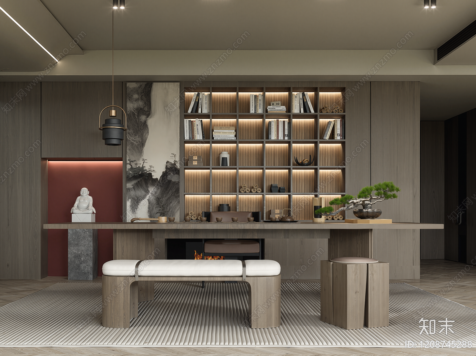 新中式中式茶室SU模型下载【ID:1208745288】