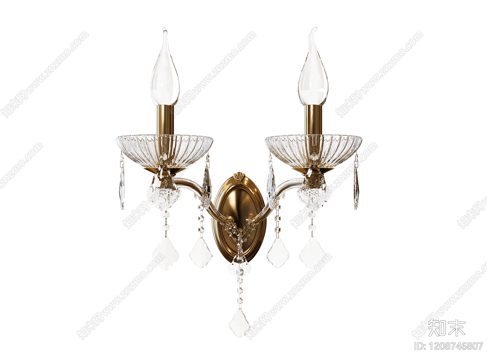 法式水晶壁灯3D模型下载【ID:1208746807】