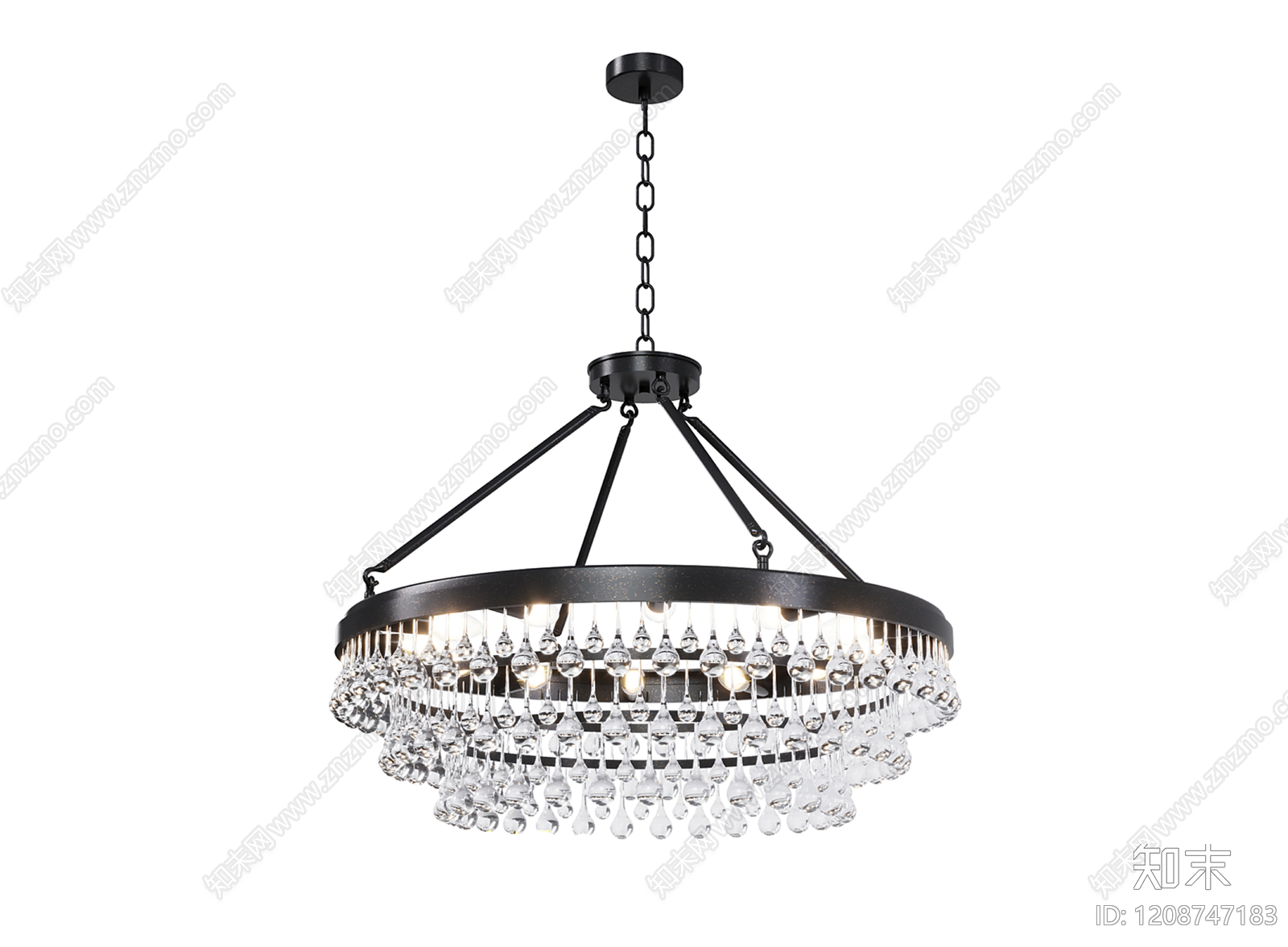 现代轻奢水晶吊灯3D模型下载【ID:1208747183】